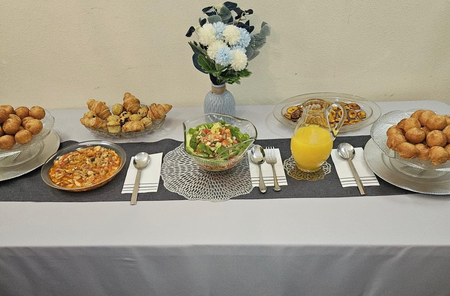 Brunch food table close up